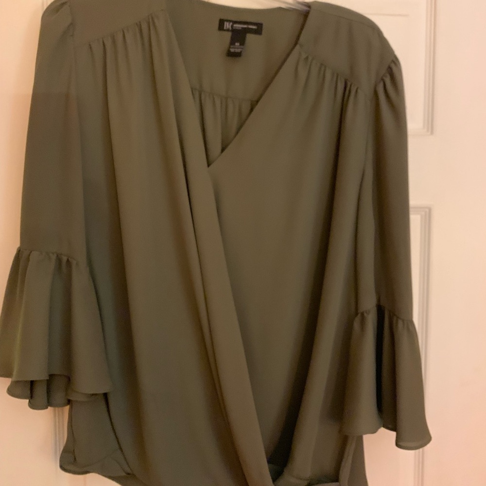 INC Olive bell sleeve top